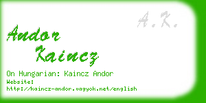 andor kaincz business card